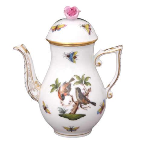 Coffeepot, rose knob