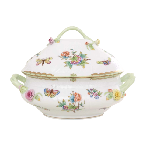 Soup tureen, branch knob