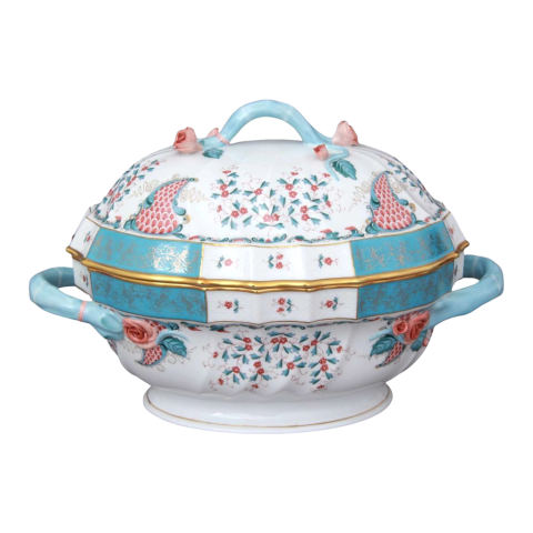 Soup tureen, branch knob