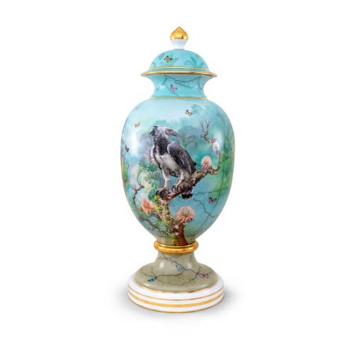 Vase on stand, button knob